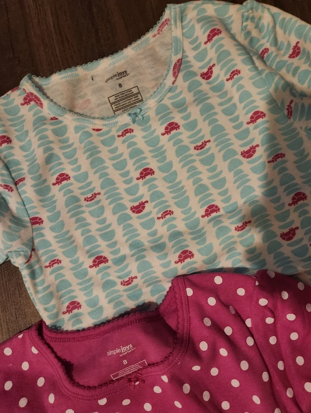 5 Quanity Girl Pajama Tops.  Size 8